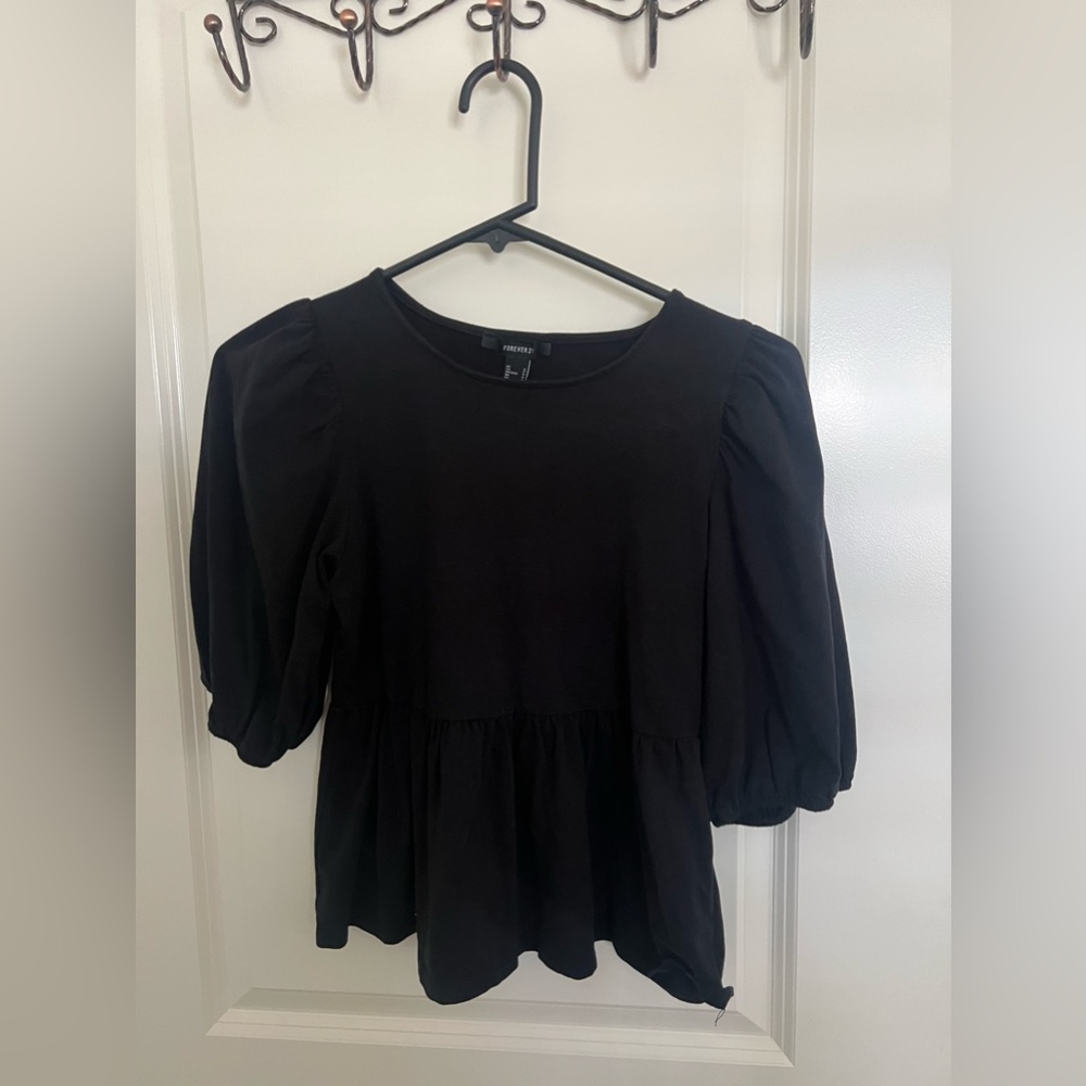 Black mid sleeve blouse